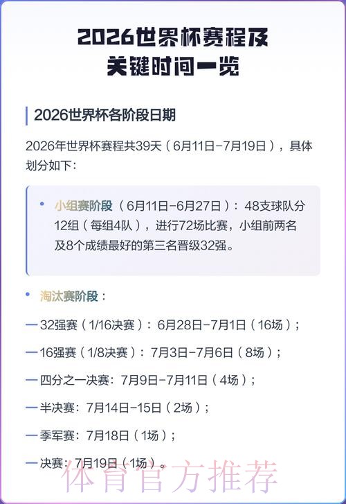 2026世界杯每日赛程一览完整安排实时查看 2026世界杯每日赛程一览完整安排实时查看
